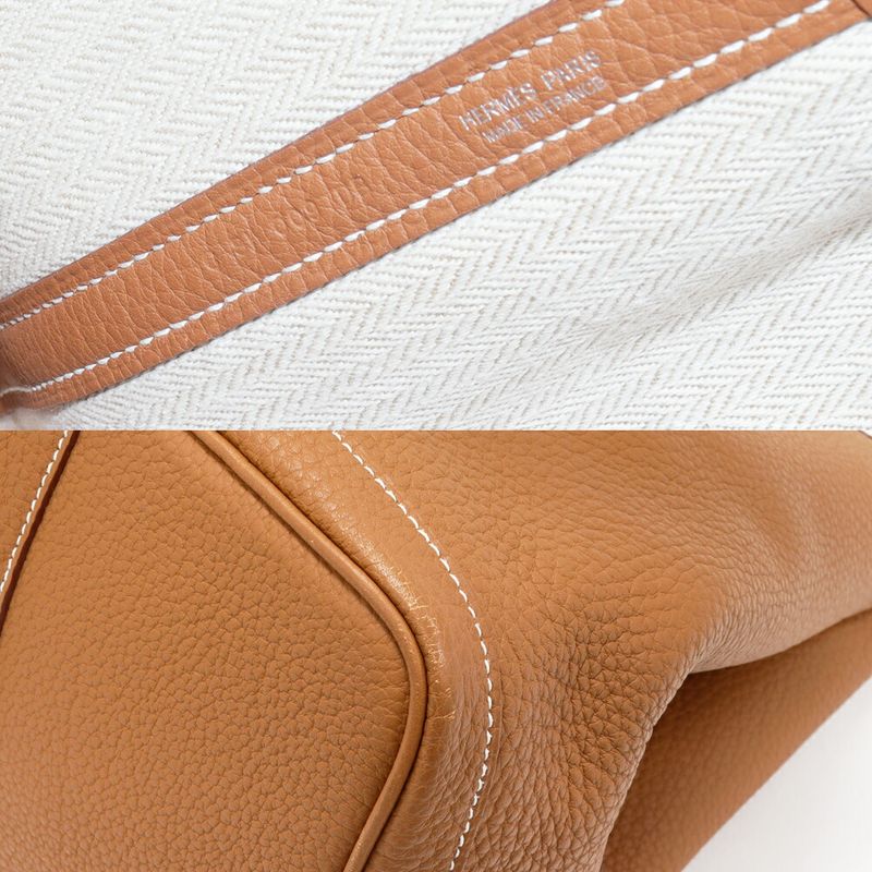 Hermes Tote Handbag Garden Party PM 36 Negonda Gold Silver Hardware