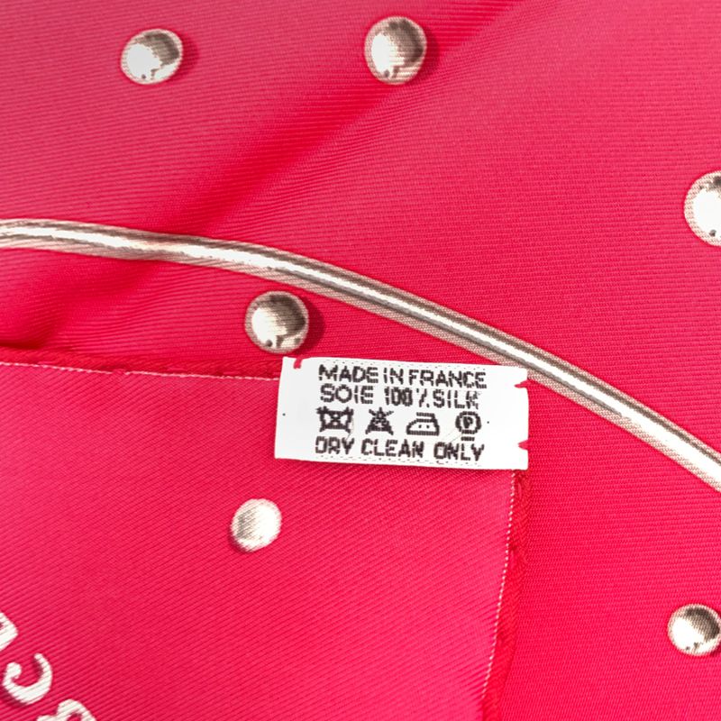 Hermes Carre 45 VIF Argent Silver Drops 100% Silk Pink Scarf