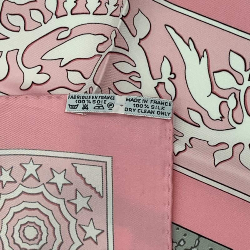Hermes Carree 90 Early America Old America Animal Print Scarf Silk Pink With Bag