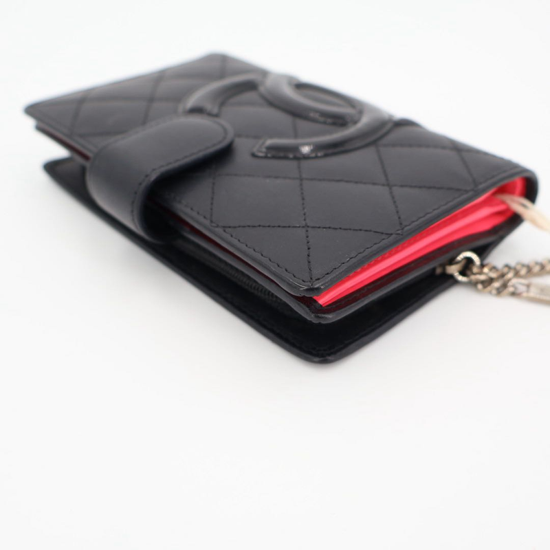 Chanel Coco Cambon Leather Bifold Wallet Black Ladies Brand