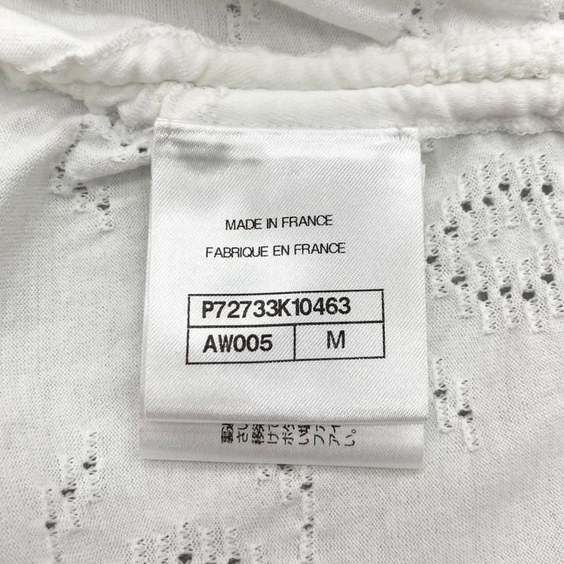 Chanel Short Sleeve T-Shirt Coco Mark Pearl Cropped Length P72733 M Size Cotton