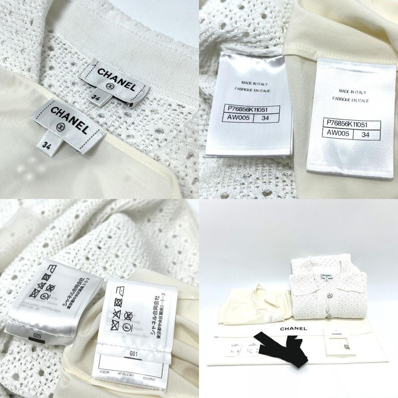 Chanel Dress Coco Mark Clover Lace P76856k11051 Cotton White