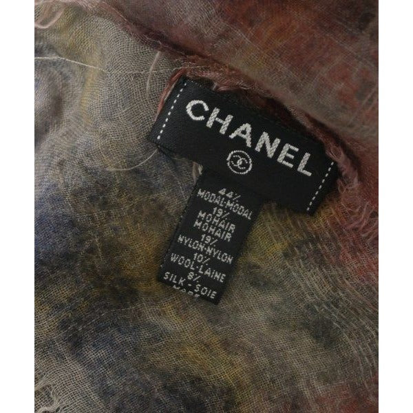 Chanel Shawl Nylon Silk Gray Red Yellow Scarf — view 4