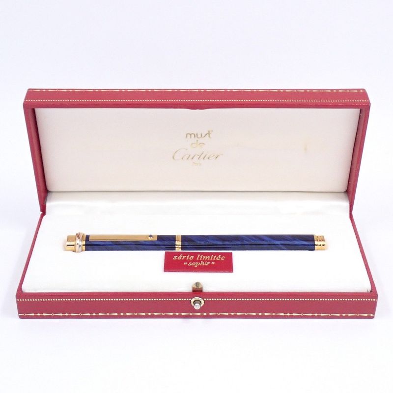 Cartier Trinity Ballpoint Pen Marble Blue Lacquer Sodalite