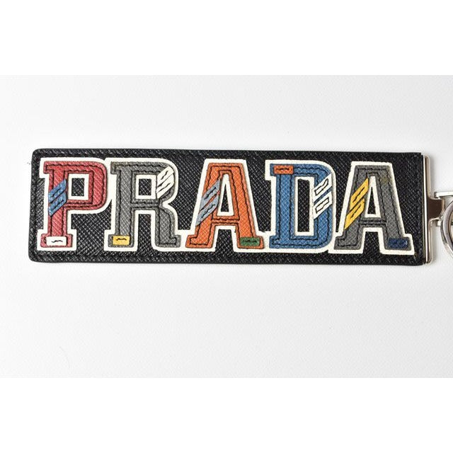 Prada Key Ring Holder Logo Patchwork Black Multi — view 6