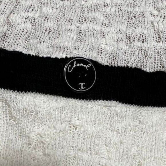 Chanel CC Knit Mini Dress White Cotton Colorblock Cruise Collection