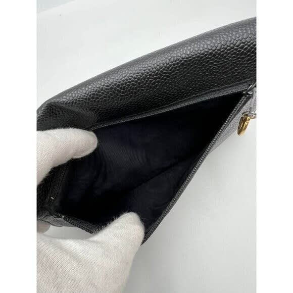 Chanel CC Classic Timeless Caviar Flap Wallet on Chain Purse Black Bag