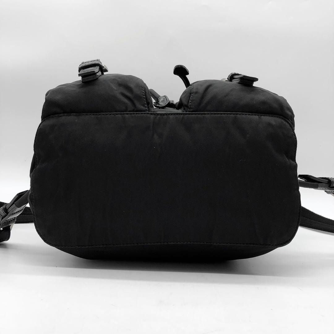 Prada Nylon Tessuto Backpack Saffiano Leather Shoulder Bag Purse Tote