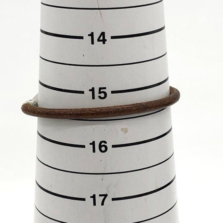 Hermes Jumbo Hook Bracelet Stainless Steel Leather Silver Brown