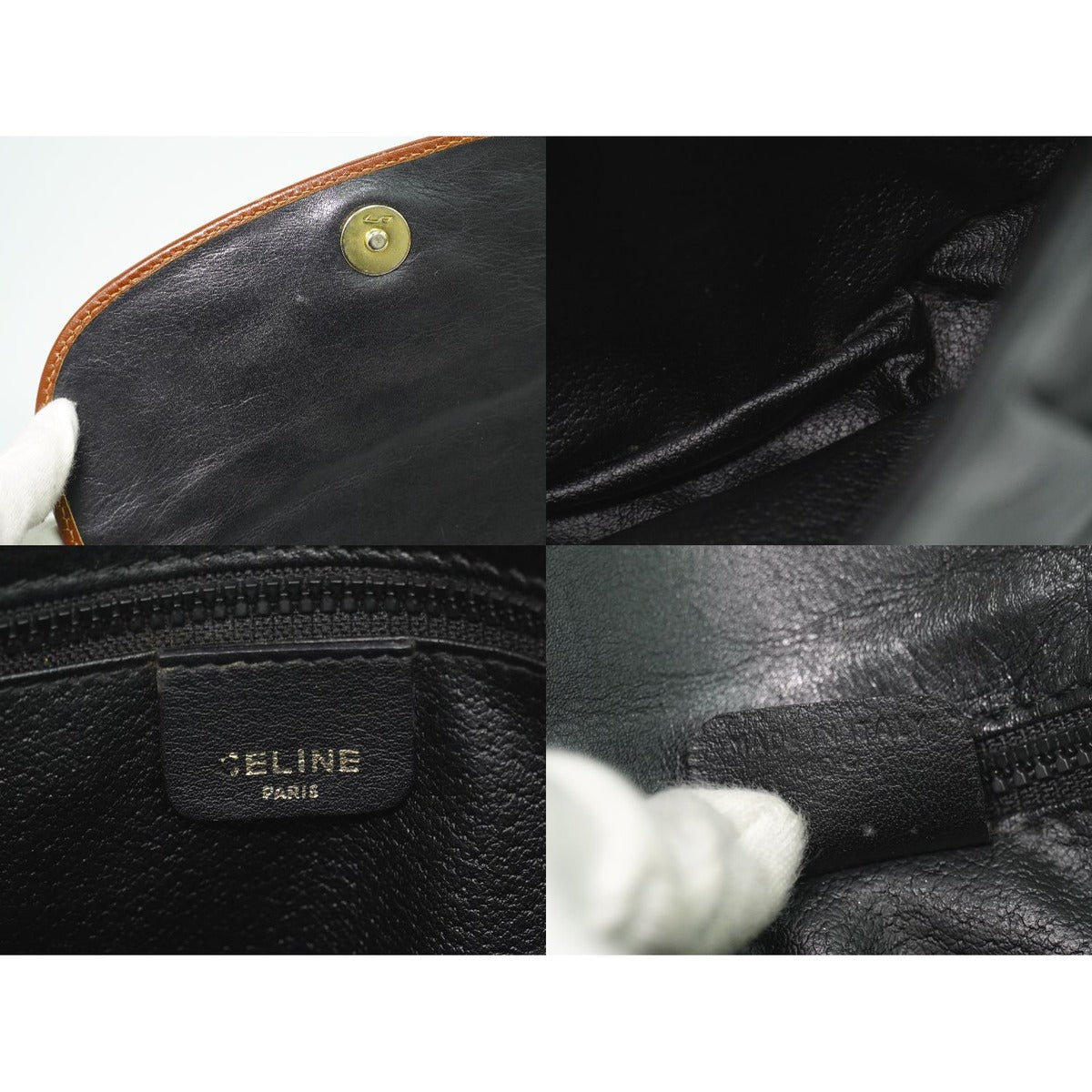 Celine Leather Shoulder Bag Pochette Black — view 9