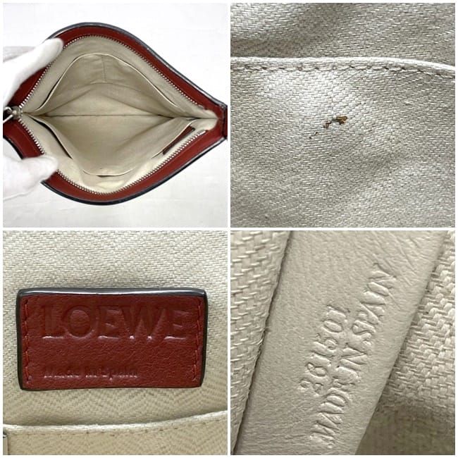 Loewe Shoulder Bag Red Anagram Excellent Condition Leather Preowned 261501