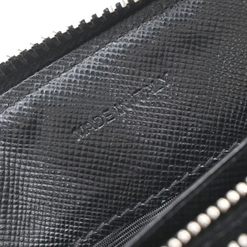 Prada Long Wallet Round Zipper Black Nylon Leather 62kb035