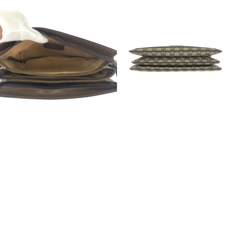 Gucci Vintage Old Gucci Sherry Line Beige Brown GG Supreme Canvas 001 16 4085