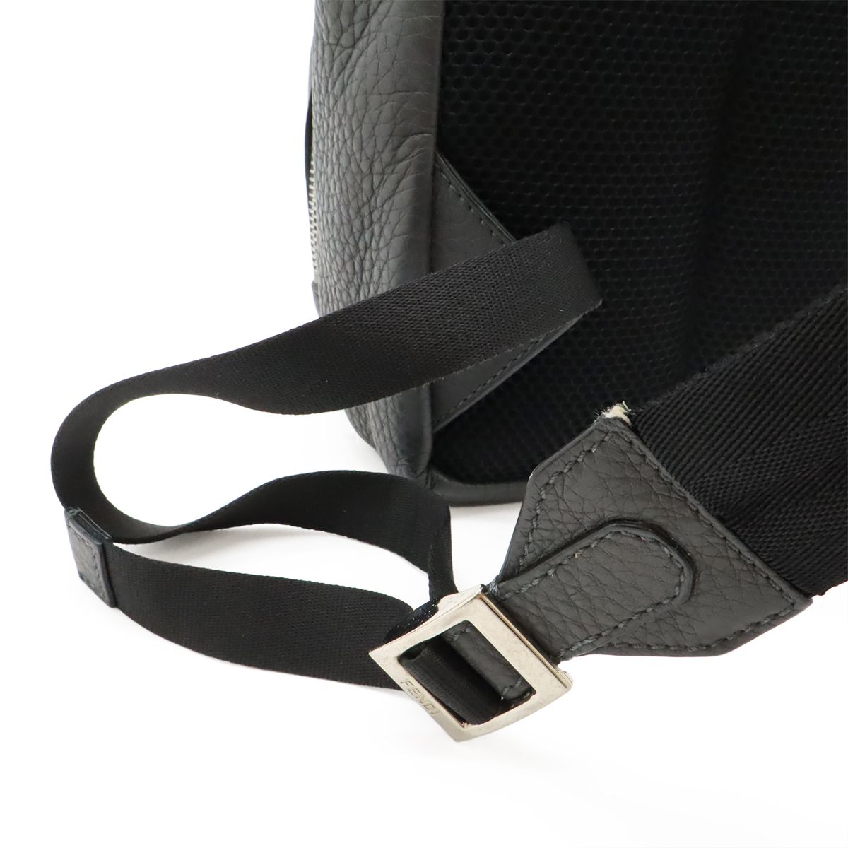 Fendi Celeria FF Logo Backpack Backpack Sac Leather Gray Black Black Silver