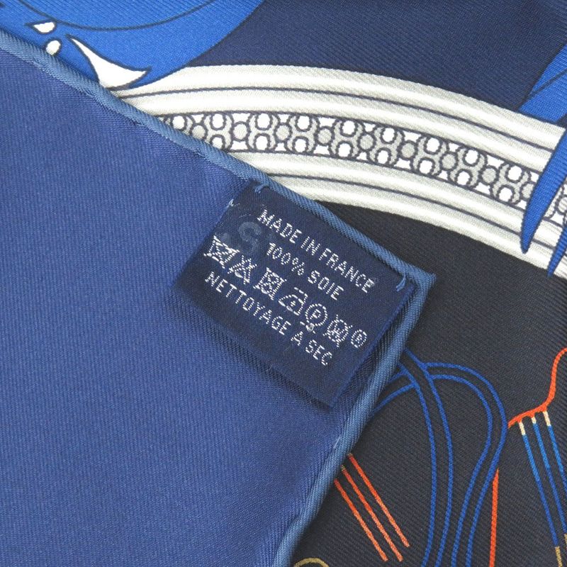 Hermès Carré 90 Legende Brodee Embroidered Legend Silk Blue Scarf 0227 Hermes