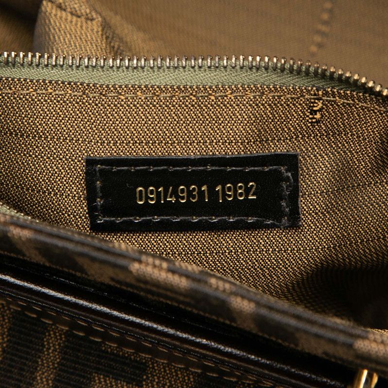 Fendi Zucca Shoulder Bag Vanity Bag 2WAY Brown Canvas Leather Women's Fendi