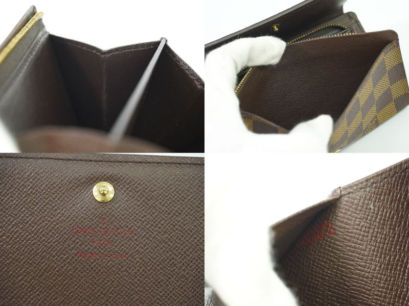 Authentic Louis Vuitton LV Porte Monet Bier Trésor Damier Ebène Fold Wallet