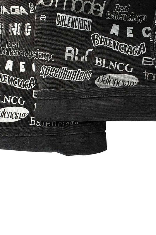 Balenciaga 626130 Tew35 Logo Over Print Baggy Denim Pants Men's XS