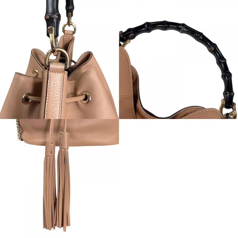 Gucci Bamboo Shoulder Bag Leather 387613 Beige Ladies Gucci Gucci