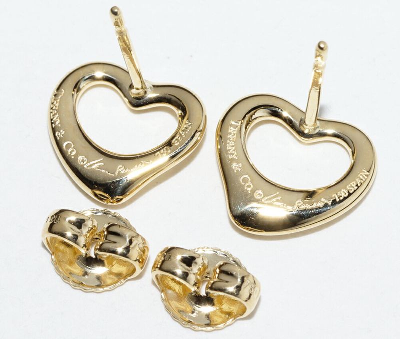 Tiffany & Co Earrings 18K Yellow Gold Elsa Peretti Open Heart Earrings 11mm