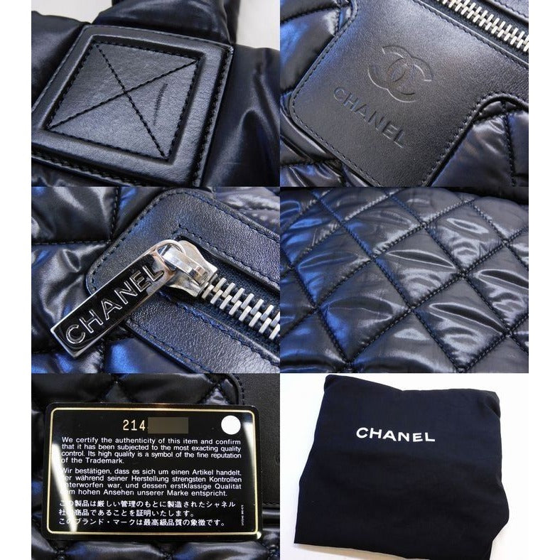 Chanel Coco Cocoon Tote Bag Black Nylon Leather Quilted 7 H Ma — view 6