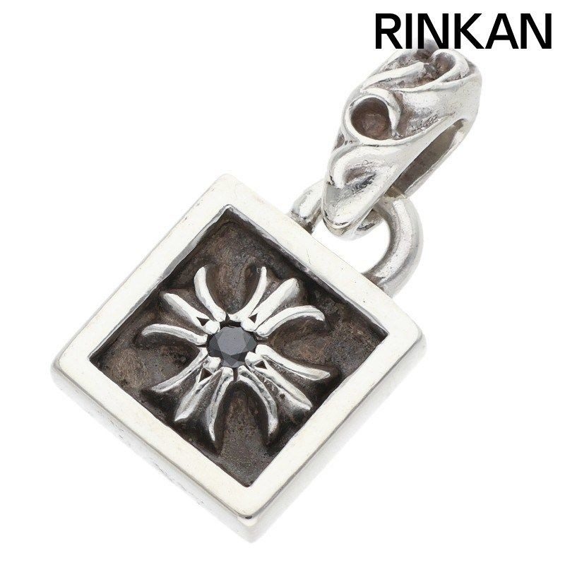 Chrome Hearts Framed CH Plus Black Dia CH 1 Diamond Charm Silver Necklace Top