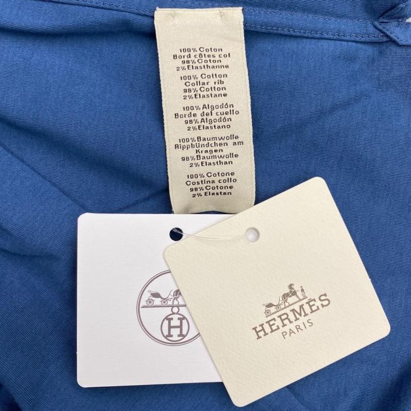 Hermes Short Sleeve T-Shirt Detail Saddle Stitching H467950ha5uxl Cotton Blue