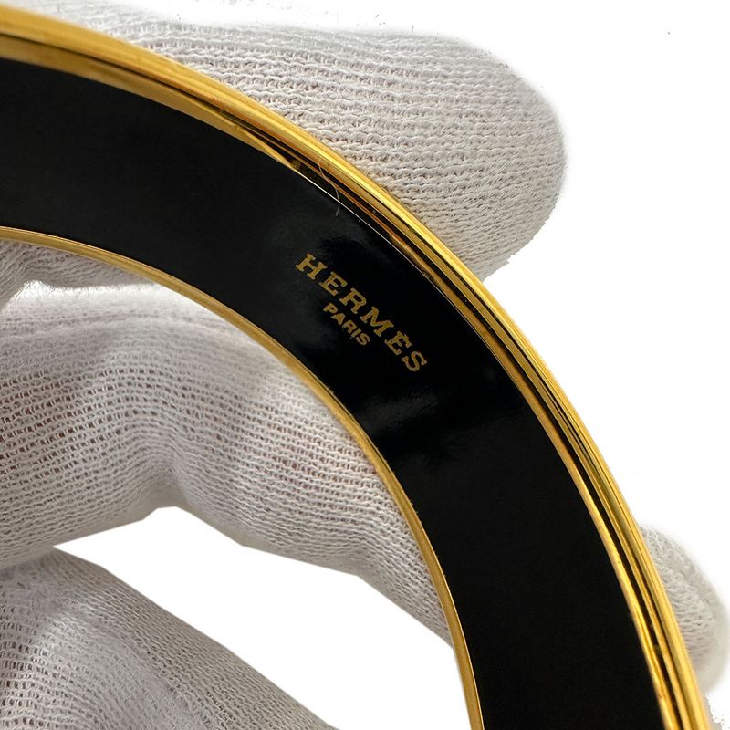 Hermes Bangle Emile GM Ladies Brand GP Black Gold Cloisonne Bangle Fashionable