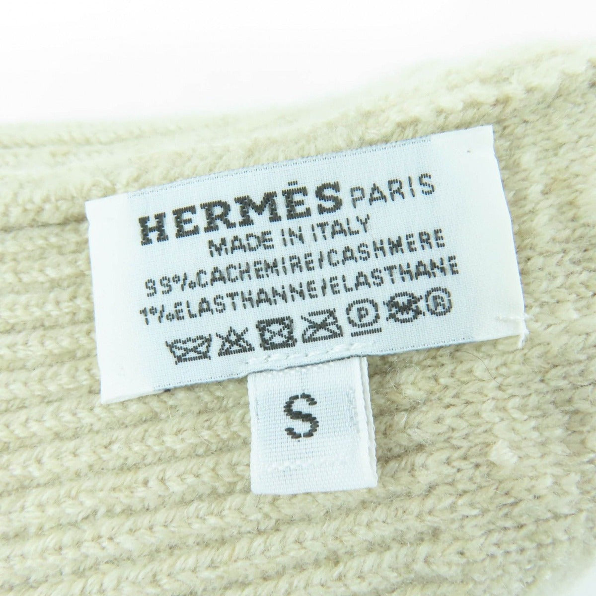 Hermes Heaven Cashmere Chaine D'ancre Knit Gloves Beige S — view 7