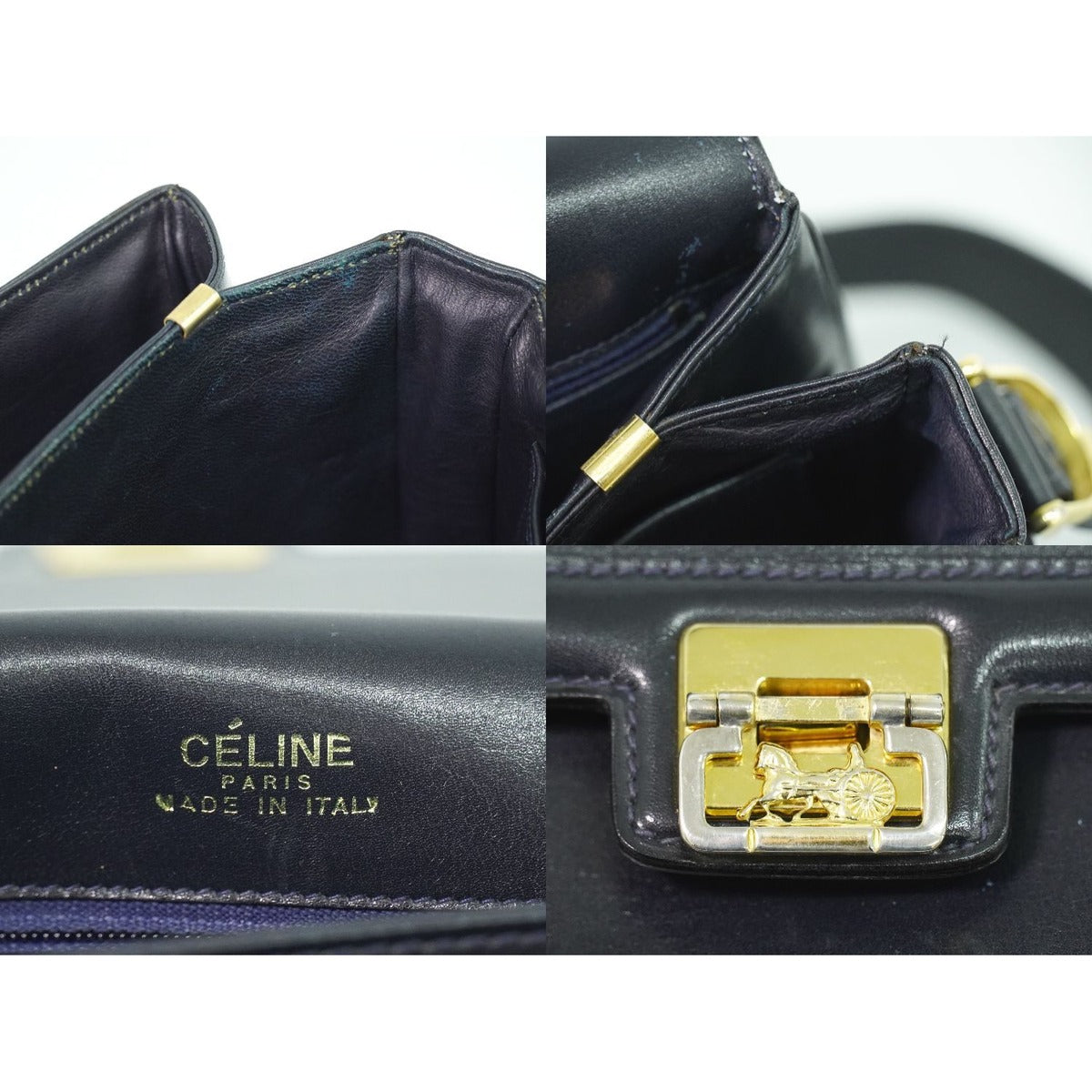 Celine Carriage Shoulder Bag Leather Navy — view 9
