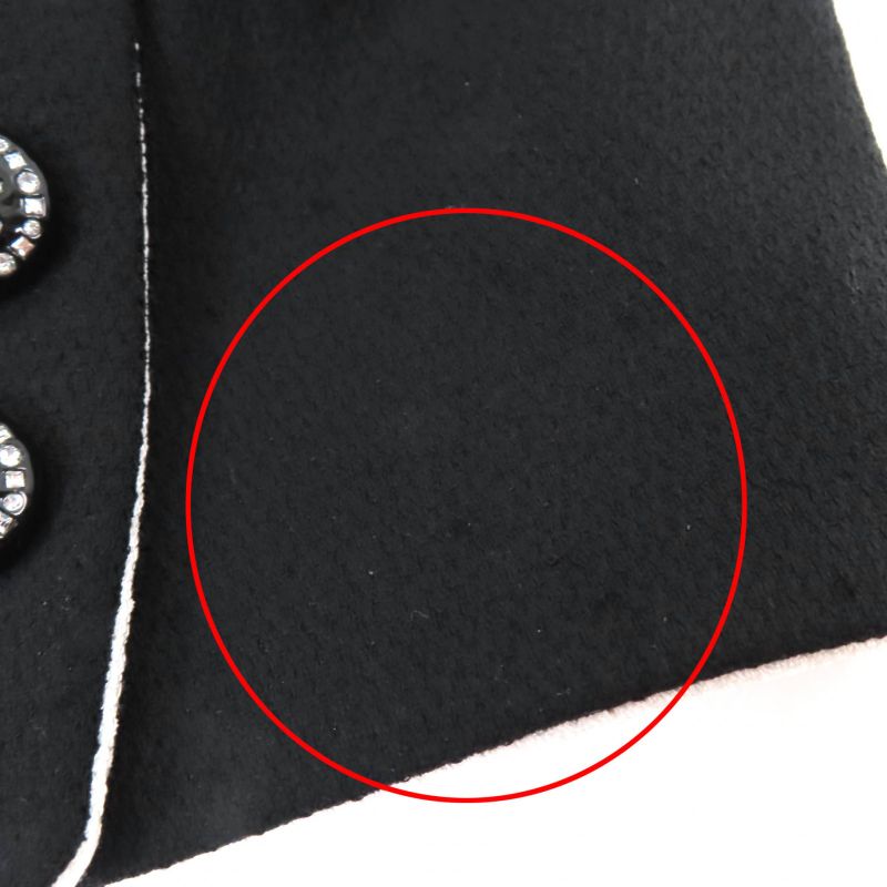 CHANEL 22C P71865v63363 100% Silk Rhinestone Coco Mark Button Collarless Jacket