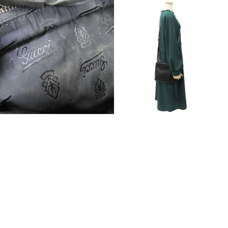 Gucci Shoulder Bag 201538 Guccissima Cima Leather Black Gold Hardware Crossbody