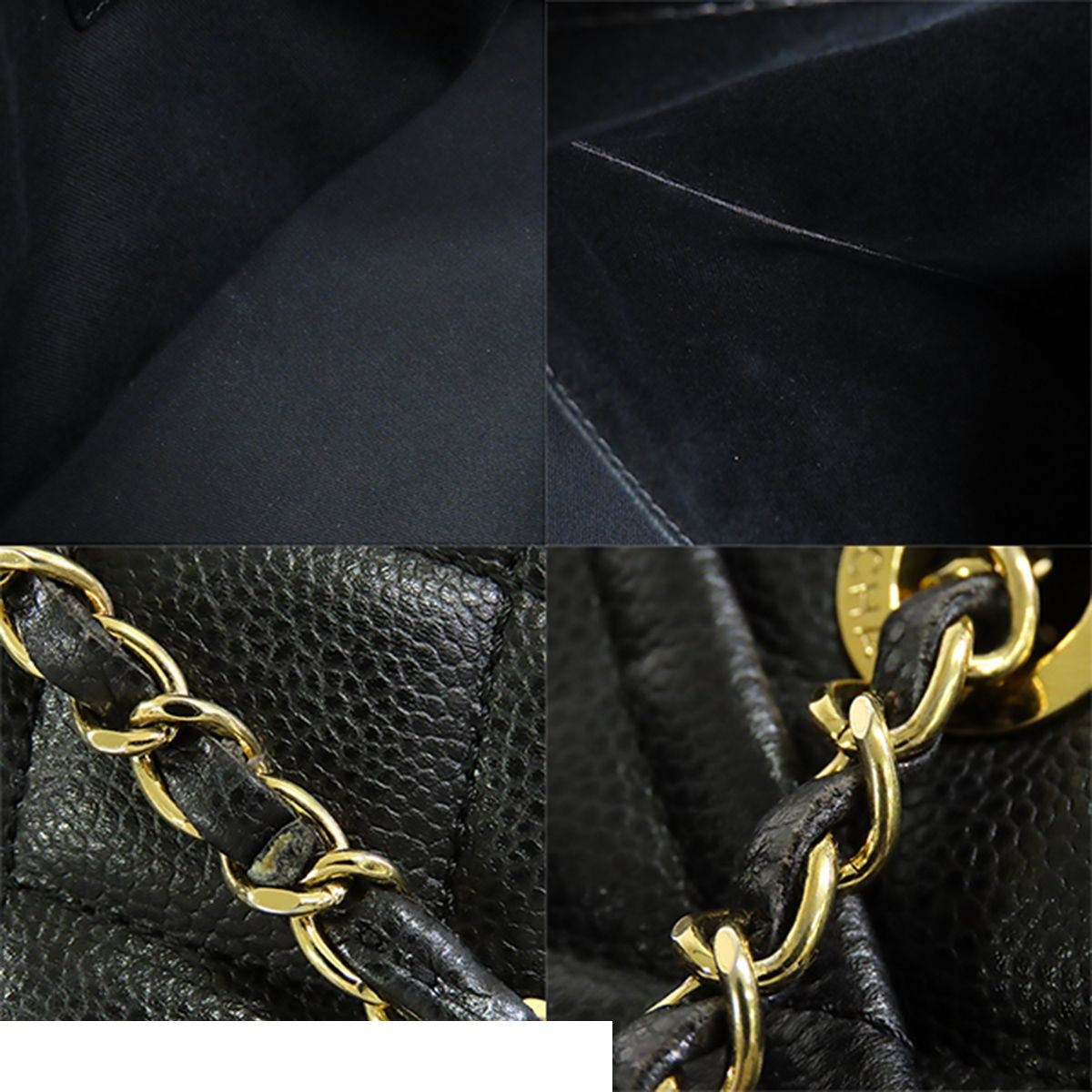 Chanel Chain Tote Black Gold Caviar Leather Quilted Stitch Shoulder Bag — view 8