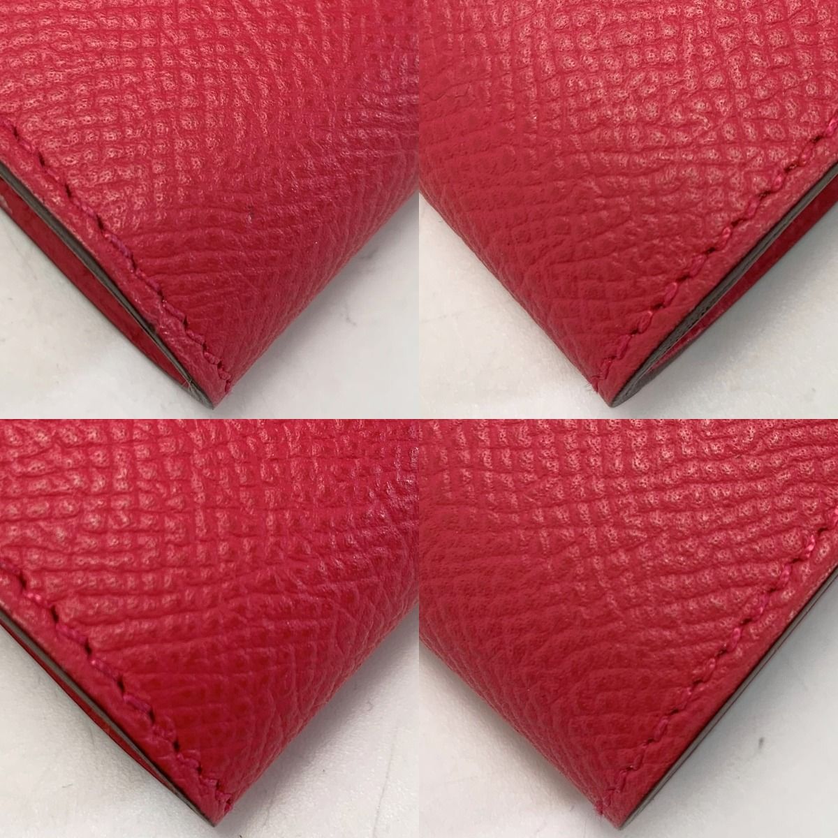 Hermes Kelly Vaux Epson a Engraved Rose Tyrian Long Wallet Women's Silver