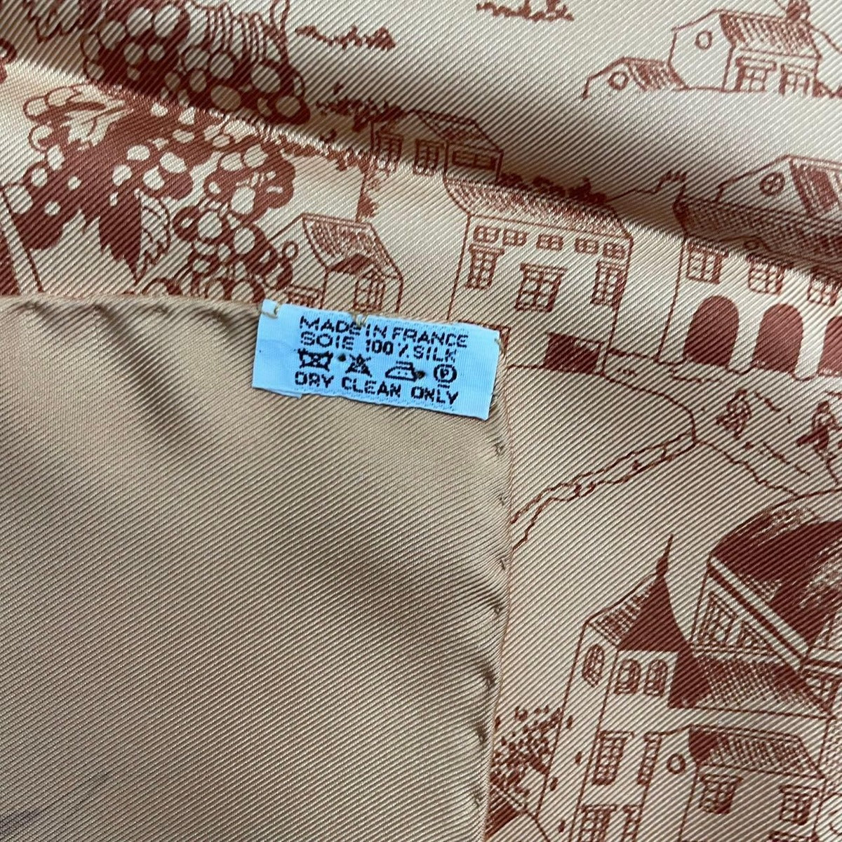 Hermes Scarf Carre 90 Silk Au Pays de Cocagne in Paradise Brown — view 8