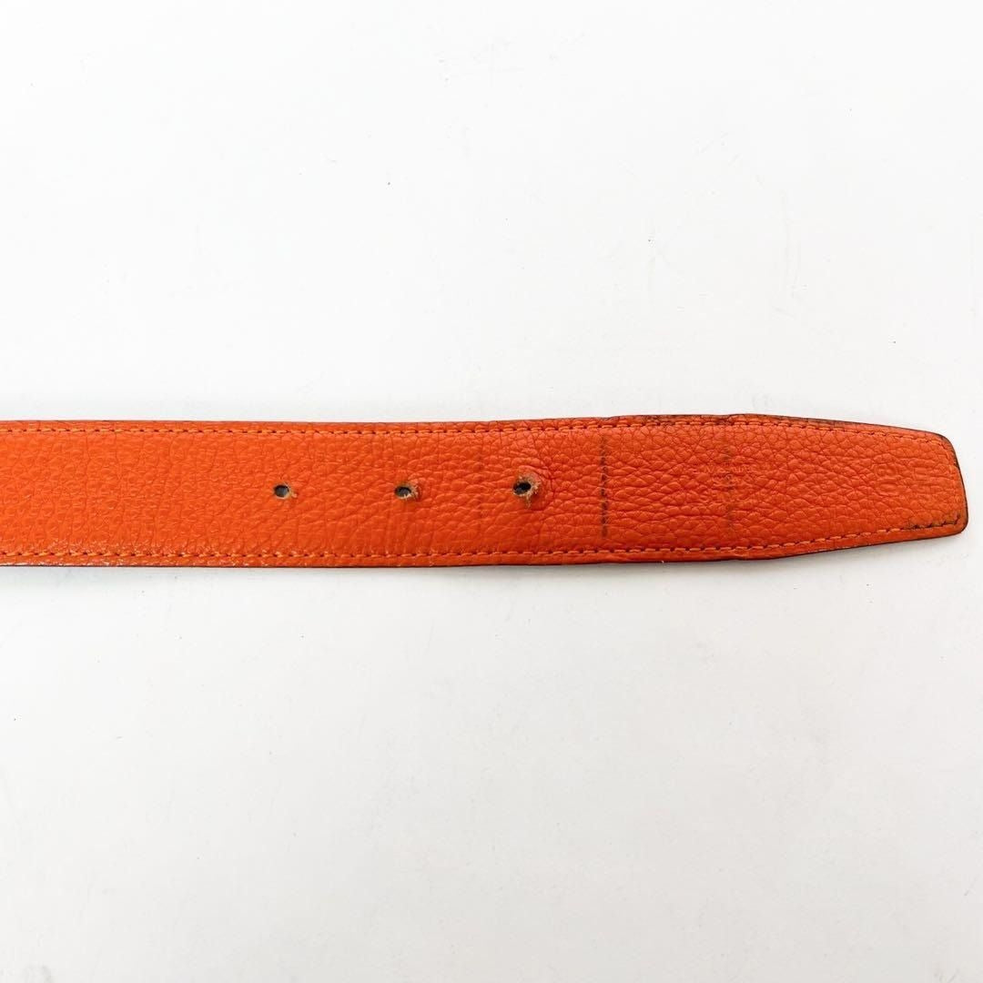 Hermes Constance H Logo Orange Leather Belt