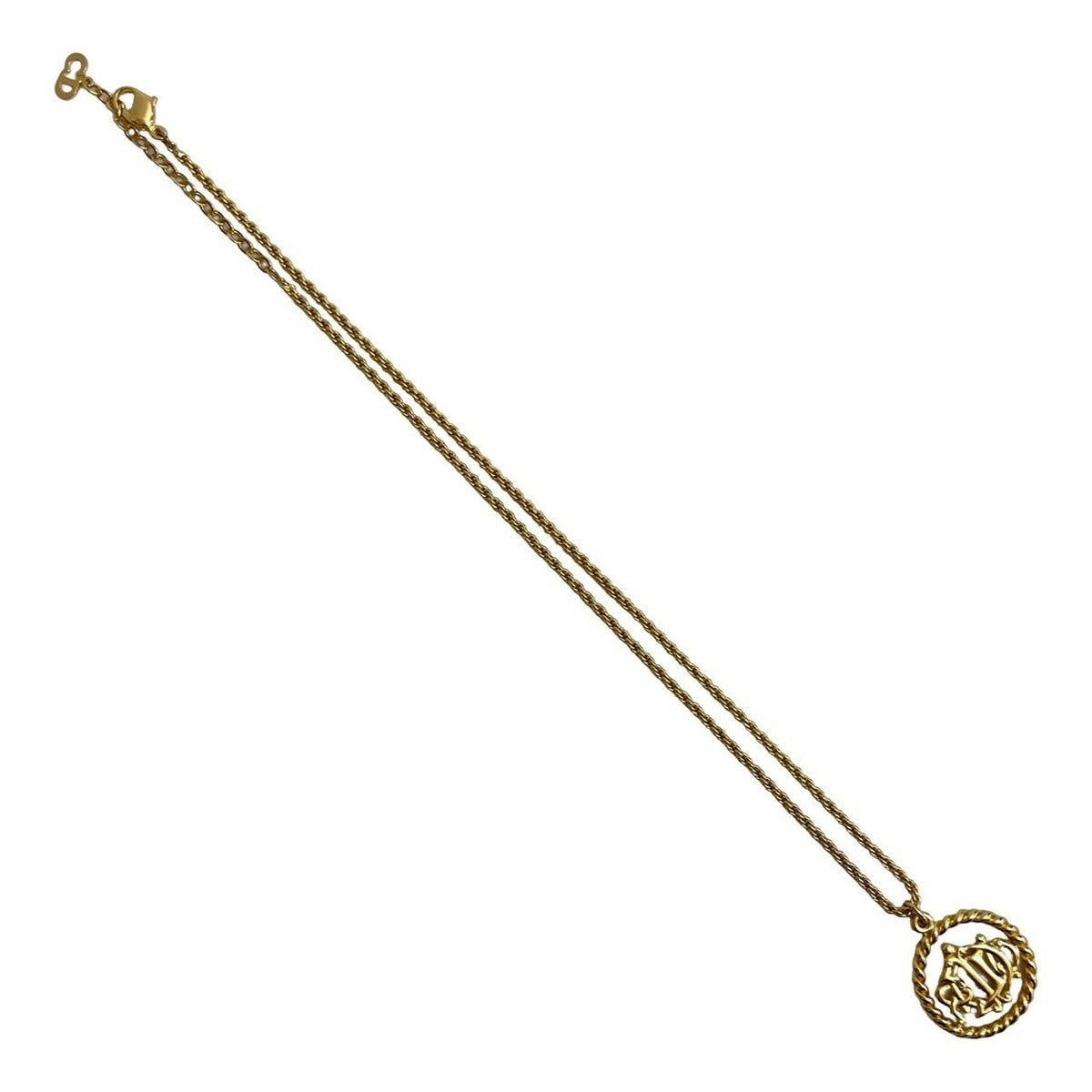 Dior Christian Vintage Logo Necklace Pendant Choker Gold — view 5