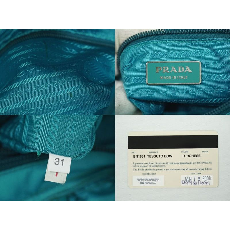 Prada Tessuto Ribbon 2-Way Shoulder Bag Handbag Nylon Turquoise Blue — view 9