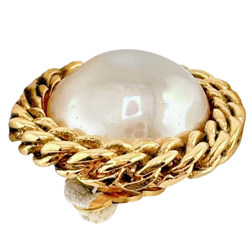 Chanel Vintage Faux Pearl Earrings Chanel Gold With Box