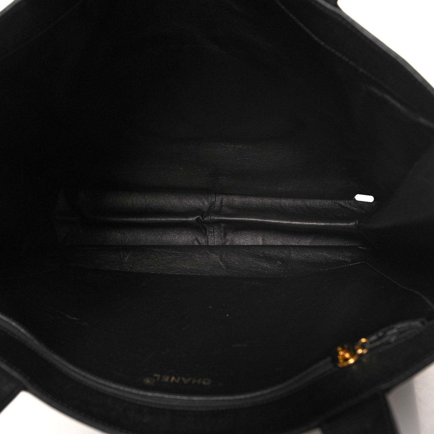 CHANEL Classic CC Caviar Logo Shoulder Tote Bag Black Leather Purse