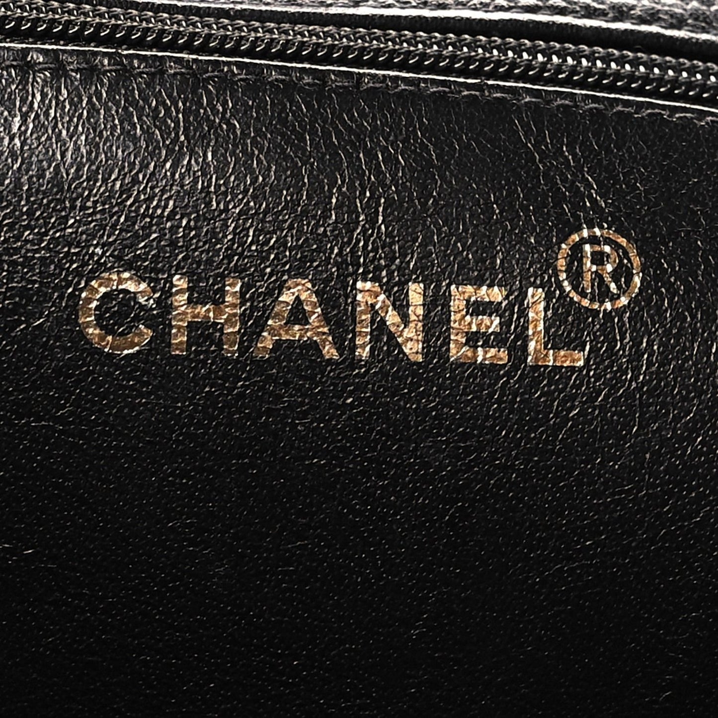 CHANEL Classic CC Caviar Logo Shoulder Tote Bag Black Leather Purse