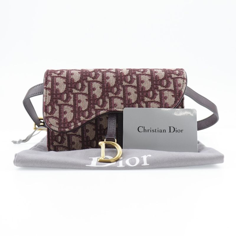 Dior Christian Dior Saddle Trotter 2WAY Clutch Canvas Bordeaux Women's Waist Bag