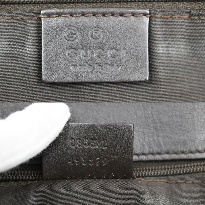 Gucci Tote Bag Canvas Leather Brown 07bs193