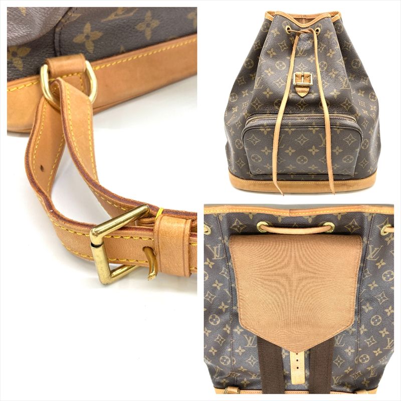 Louis Vuitton Montsouris Backpack Monogram Canvas M51135 Brown Gold Hardware