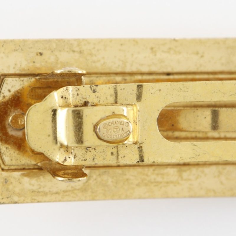 Chanel Logo Vintage Gold Plated Gold 97A Ladies Barrette