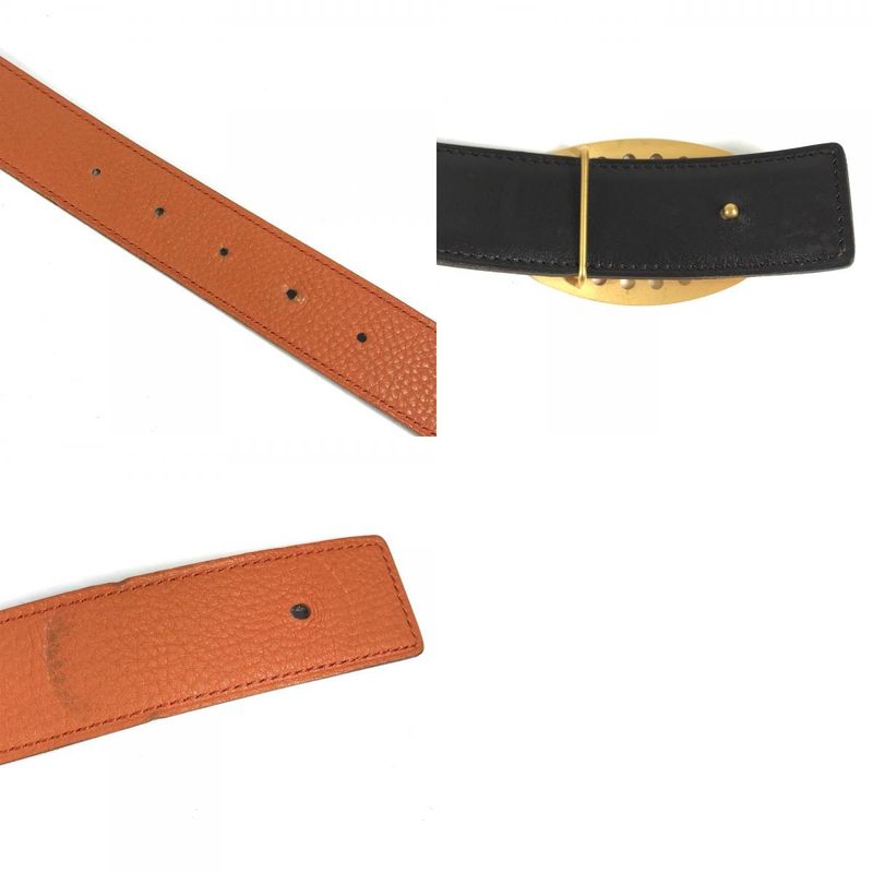 Hermes Belt Reversible H Belt Perforated Logo Leather Orange