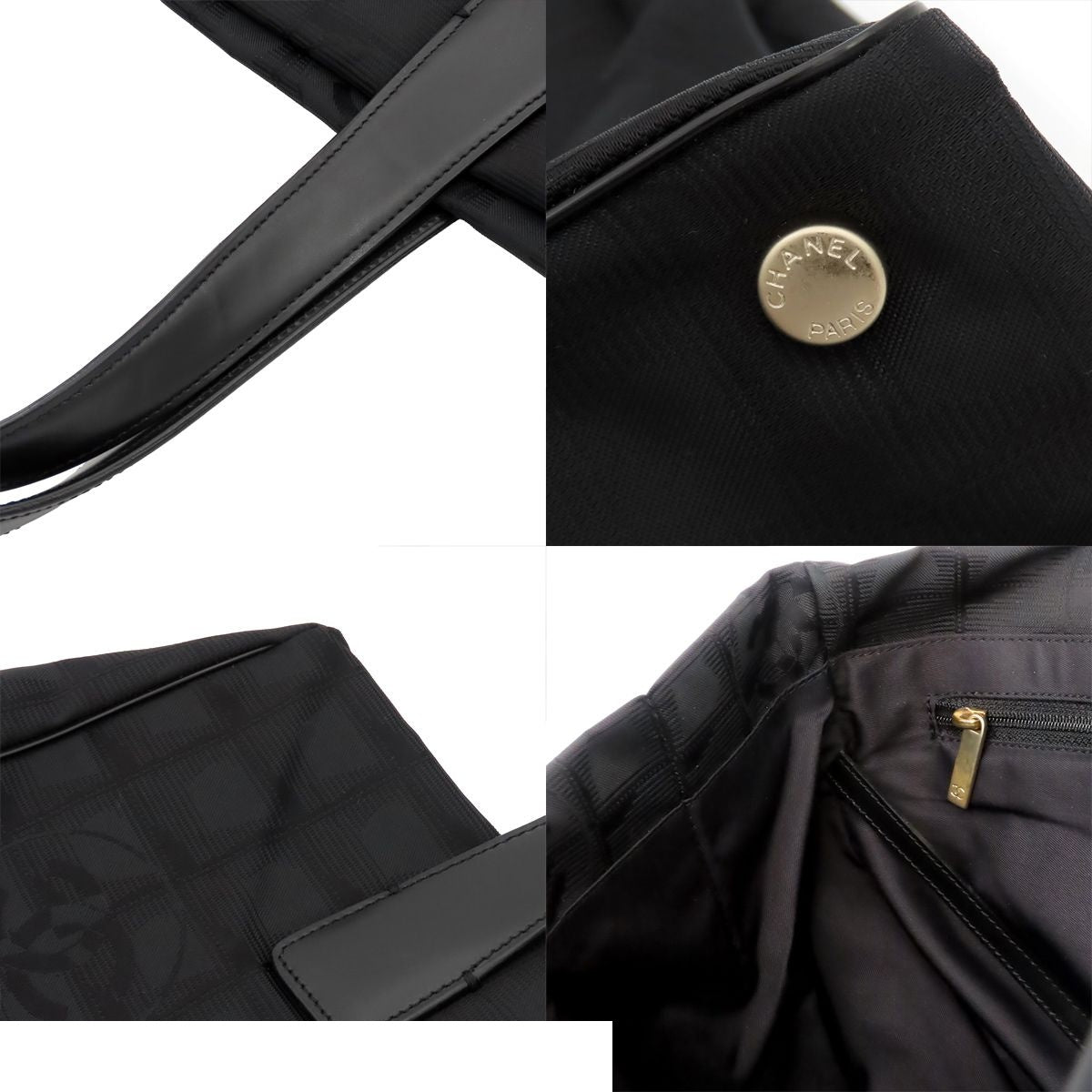 Chanel New Travel Line Black Nylon Leather Tote Bag MM — view 8