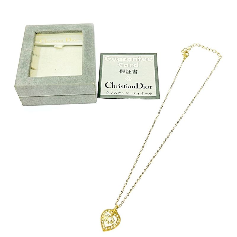 Christian Dior GP Rhinestone Emblem Heart Necklace Women's 307474 Necklace