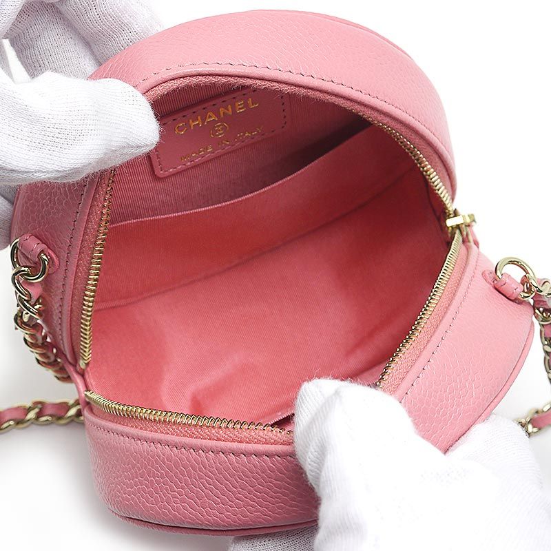 Chanel Camellia Chain Shoulder Bag Pink Mini Round Crossbody