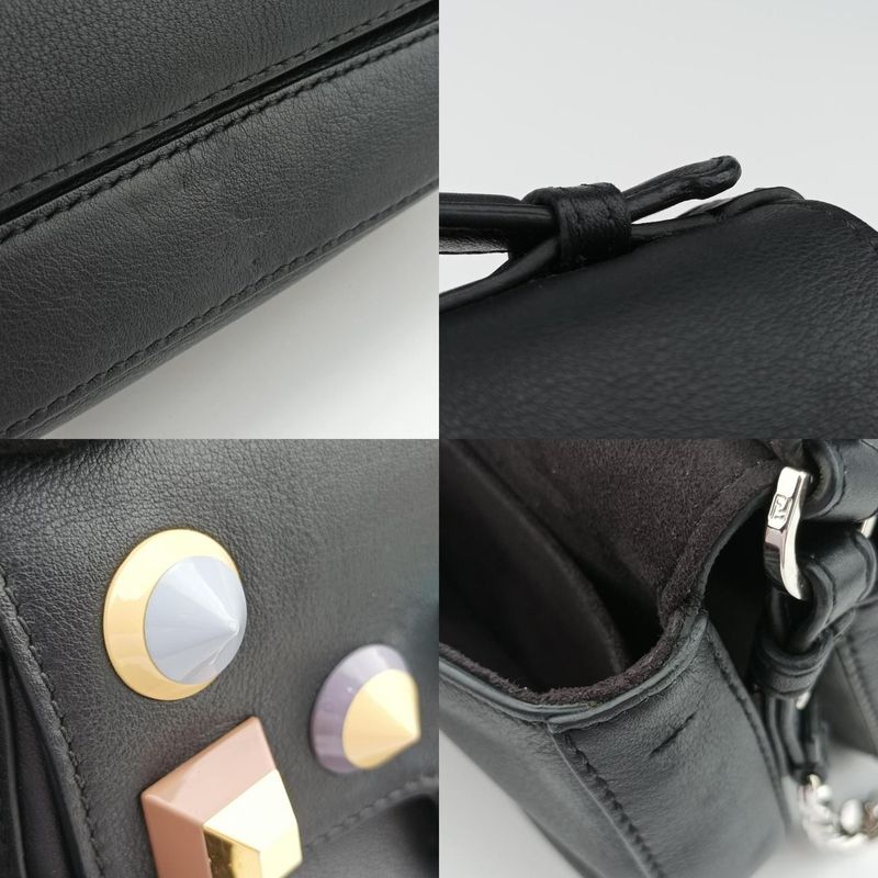 Fendi Micro Monster Double Baguette Black And Multicolor Leather 8m0371